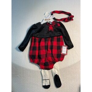 Tommy Bahama Baby Girl Buffalo Plaid Romper Headband‎ Socks 3-Piece Set 12M